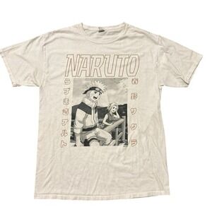 Vintage Naruto 2002‎ T-Shirt Medium Anime Graphic Tee White Sakura Crewneck Read
